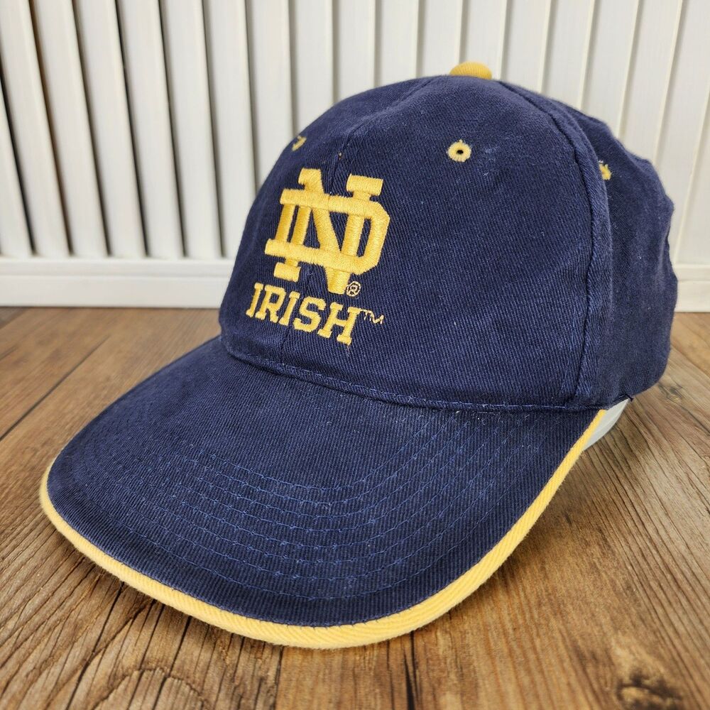VTG Notre Dame Fighting Irish Hat Cap Navy Blue Gold Strapback Signatures NCAA